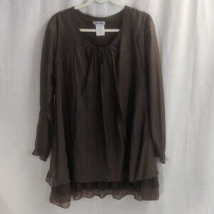 Lady Noix 1XL Brown Layered Tunic